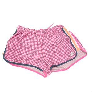 Adidas athletic shorts pink and white checkered
